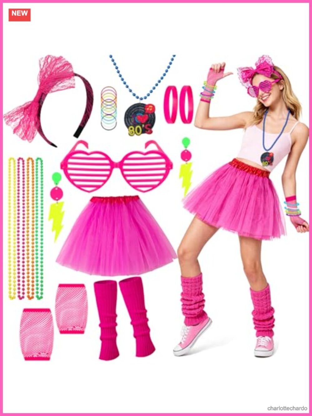 80s Costume Accessories Set Women Retro Neon Party Outfit
